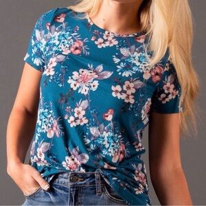 Floral Blue Women's Fitted Tee
